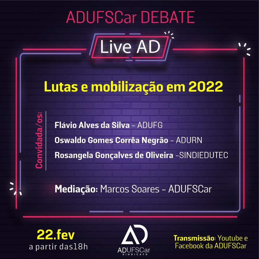 ADUFSCar realiza live para debater lutas e mobilização nacional