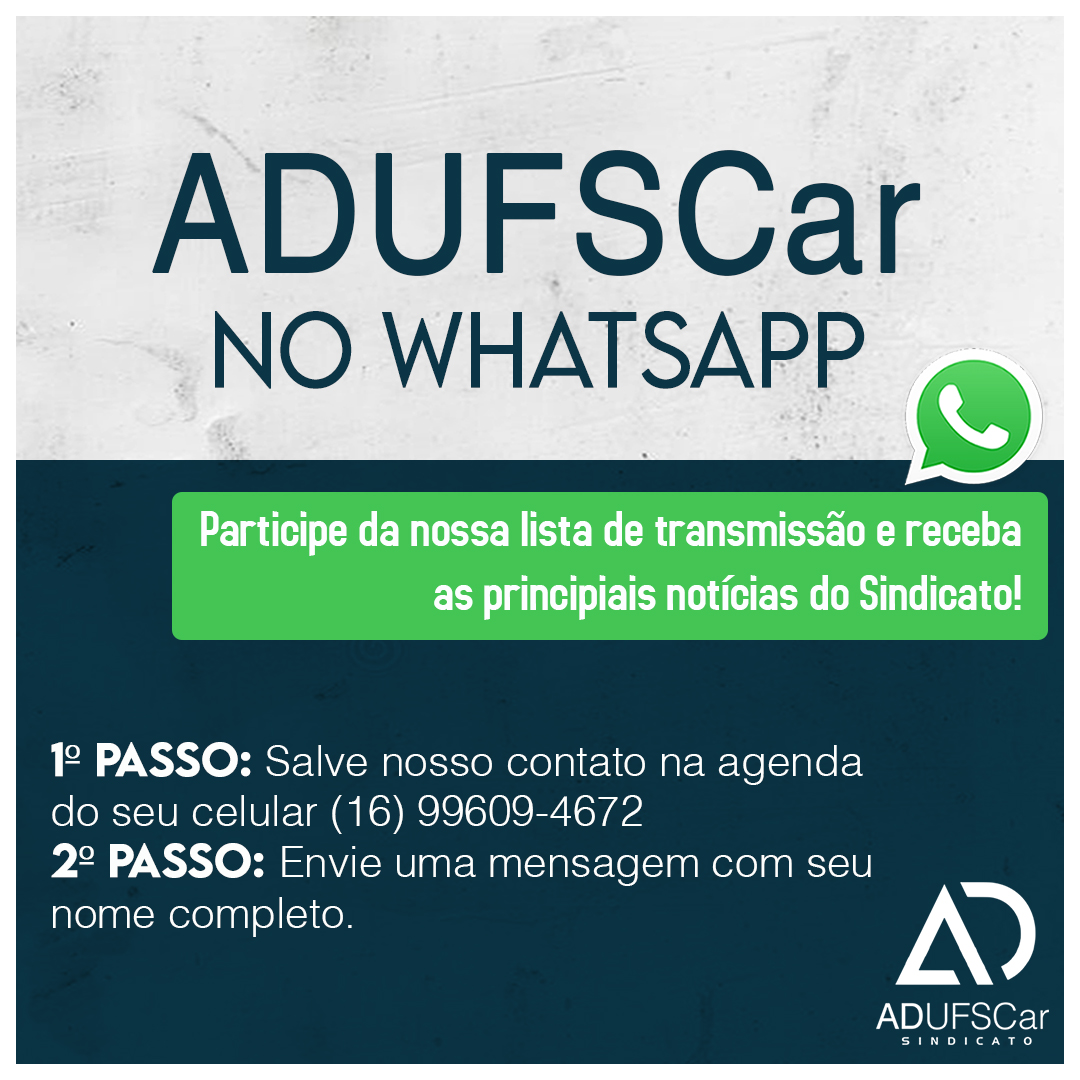 Quer receber as notícias da ADUFSCar pelo WhatsApp?