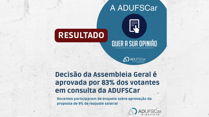 Decisão da Assembleia Geral é aprovada por 83% dos votantes em consulta da ADUFSCar